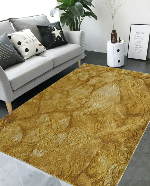 Rugslane Abstract Handloom Gold Carpet 5.9ft X 7.7ft