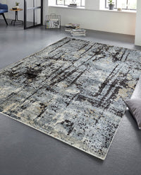 Rugslane Grey Color Thick Quality Abstract VIscose Carpet  5.3ft x 7.7ft
