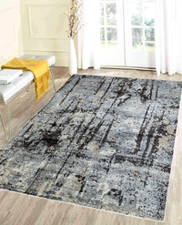 Rugslane Grey Color Thick Quality Abstract VIscose Carpet  5.3ft x 7.7ft