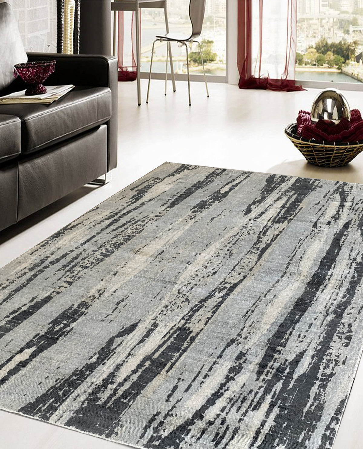 Rugslane Grey viscose carpet 5.3ft x 7.7ft