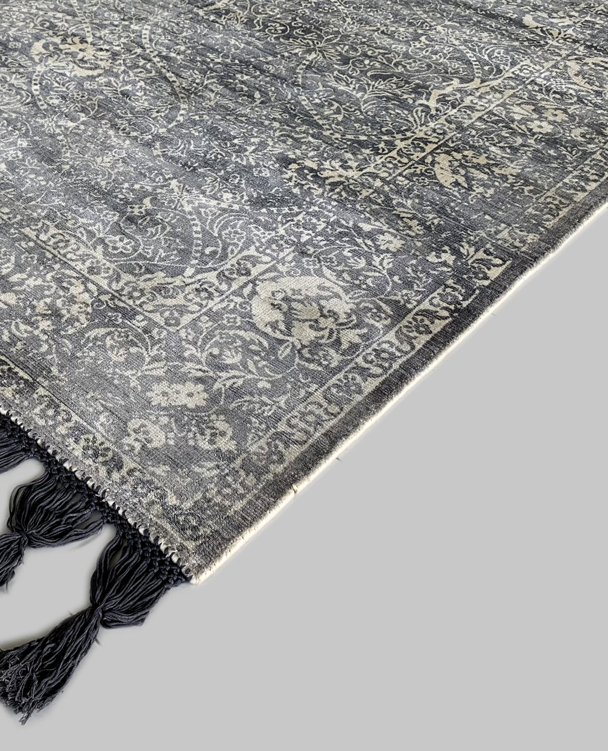Rugslane Grey Floral Carpet 5.6ft X 7.8ft