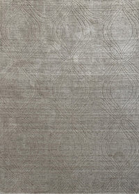 Rugslane Plain Textured Wool Viscose Mix Textured Self Damask Design Silver Grey  Color Carpet 4.7ft X 5.5ft