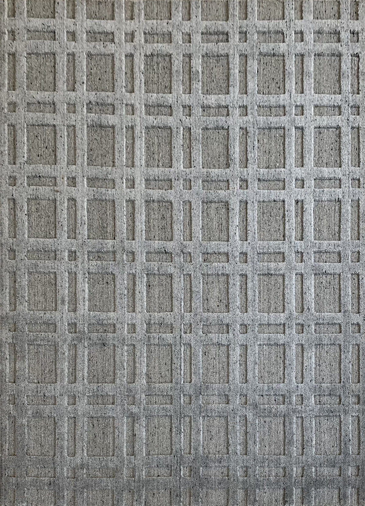 Rugslane Plain Textured Wool and Viscose Mix Textured Box Design Grey High Low Carpet 5.7ft X 8.0ft