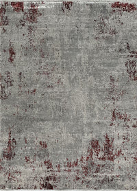 Rugslane Supreme Grey Red Abstract Premium Botanical Silk Carpet