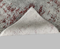 Rugslane Supreme Grey Red Abstract Premium Botanical Silk Carpet