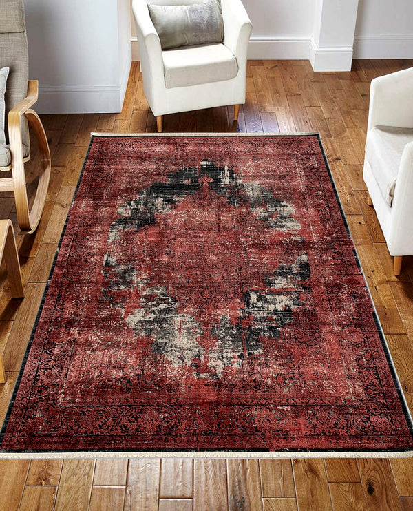 Rugslane Supreme Maroon/ Charcoal Transitional Botanical Silk Carpet