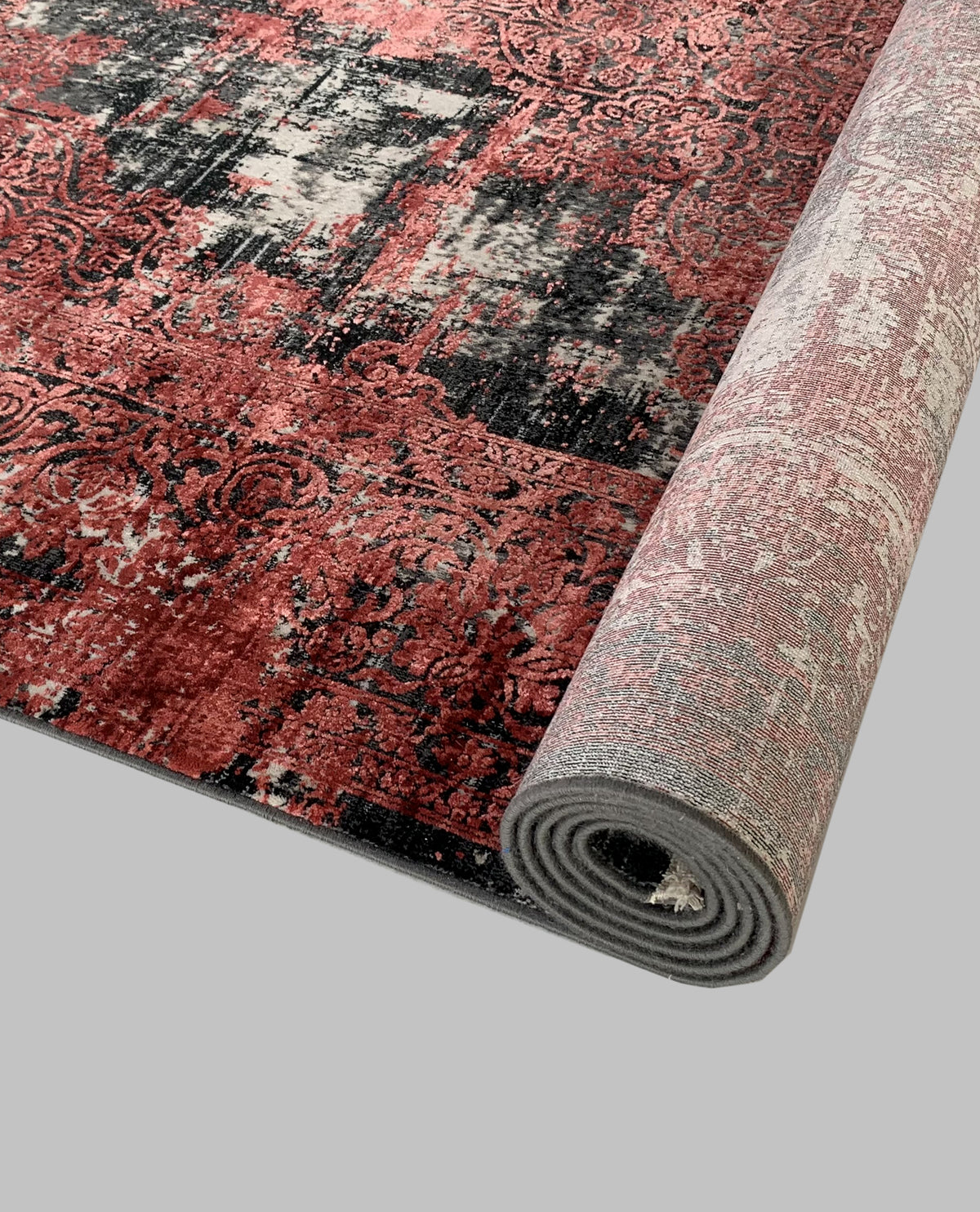 Rugslane Supreme Maroon/ Charcoal Transitional Botanical Silk Carpet