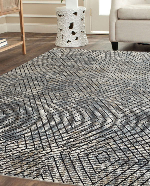 Rugslane Vegas Geometric Design Silver Grey Superior Quality Carpet