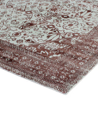 Rugslane White & Rust Floral 100% Viscose Carpet 5.1ft X 7.4ft