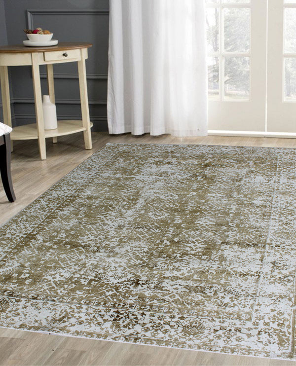 Rugslane Lt. Green Modern 100% Viscose Carpet 5.1ft X 7.4ft