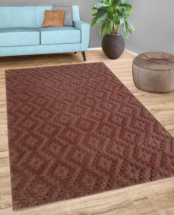 Rugslane Modern Pink Wool & Viscose Carpet 4.6ft X 6.6ft