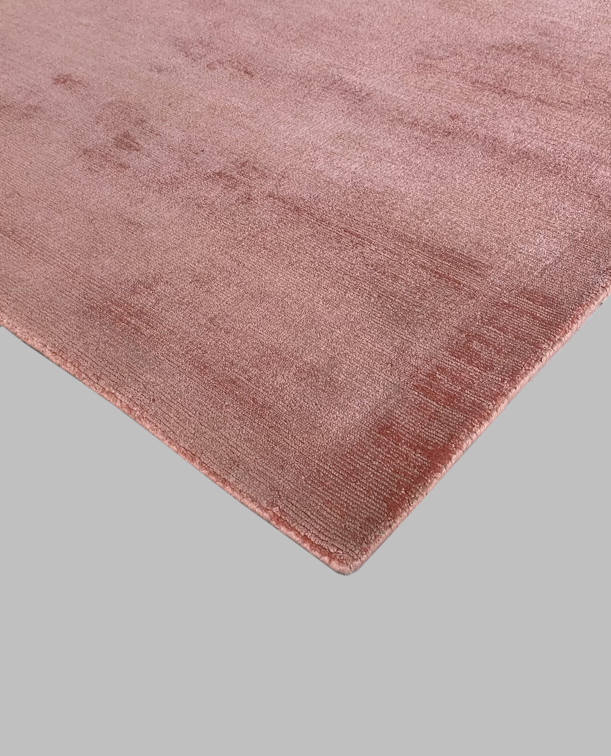 Rugslane Hand Knotted Pink Plain Botanical Silk Luxurious Carpet 5ft X 7ft