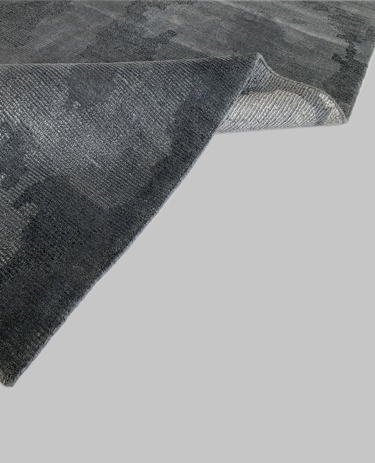 Rugslane Charcoal Color Modern Contemporary Luxurious Hand Knotted  Wool Viscose Carpet 5.3ft X 7.7ft