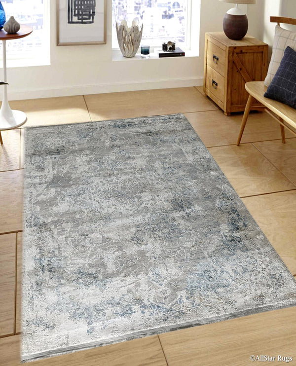 Rugslane Silver Beige Floral Wool & Viscose Carpet