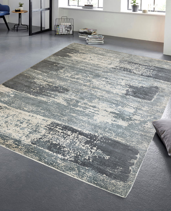 Rugslane Grey Color Abstract Design 100% Viscose Carpet 8ft X 10ft