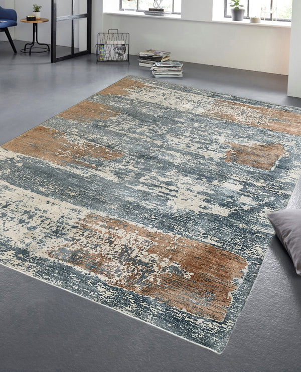 Rugslane Grey and Brown Color Abstract Design 100% Viscose  Carpet