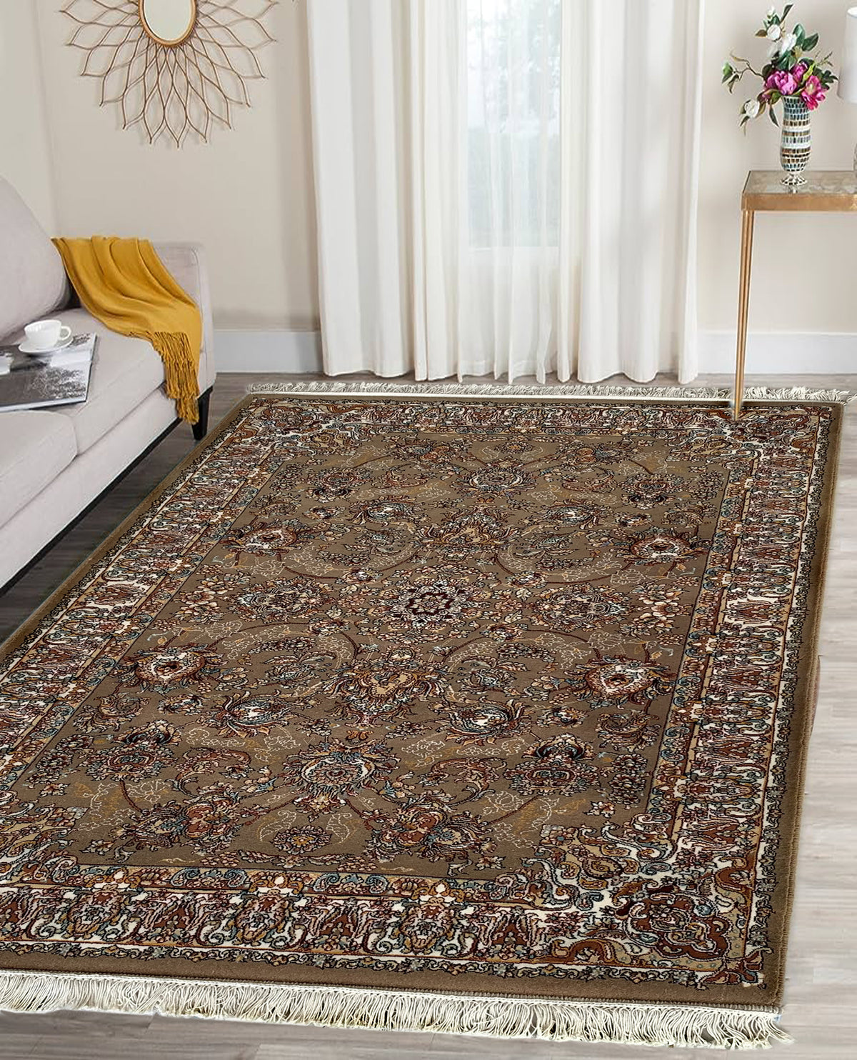 Rugslane Irani Beige Floral Carpet 3.0ft X 5.0ft