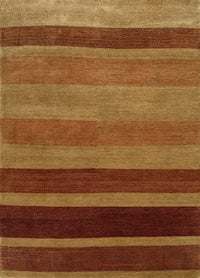 Rugslane Hand Knotted  Beige and Red Color Stripe Design Luxurious GABBEH carpet 4 ft x 6 ft