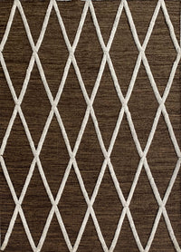 Rugslane Chocolate & White Modern Wool and Viscose Durry Carpet 5.9ft X 7.7ft