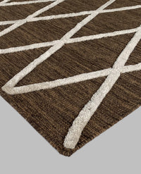 Rugslane Chocolate & White Modern Wool and Viscose Durry Carpet 5.9ft X 7.7ft