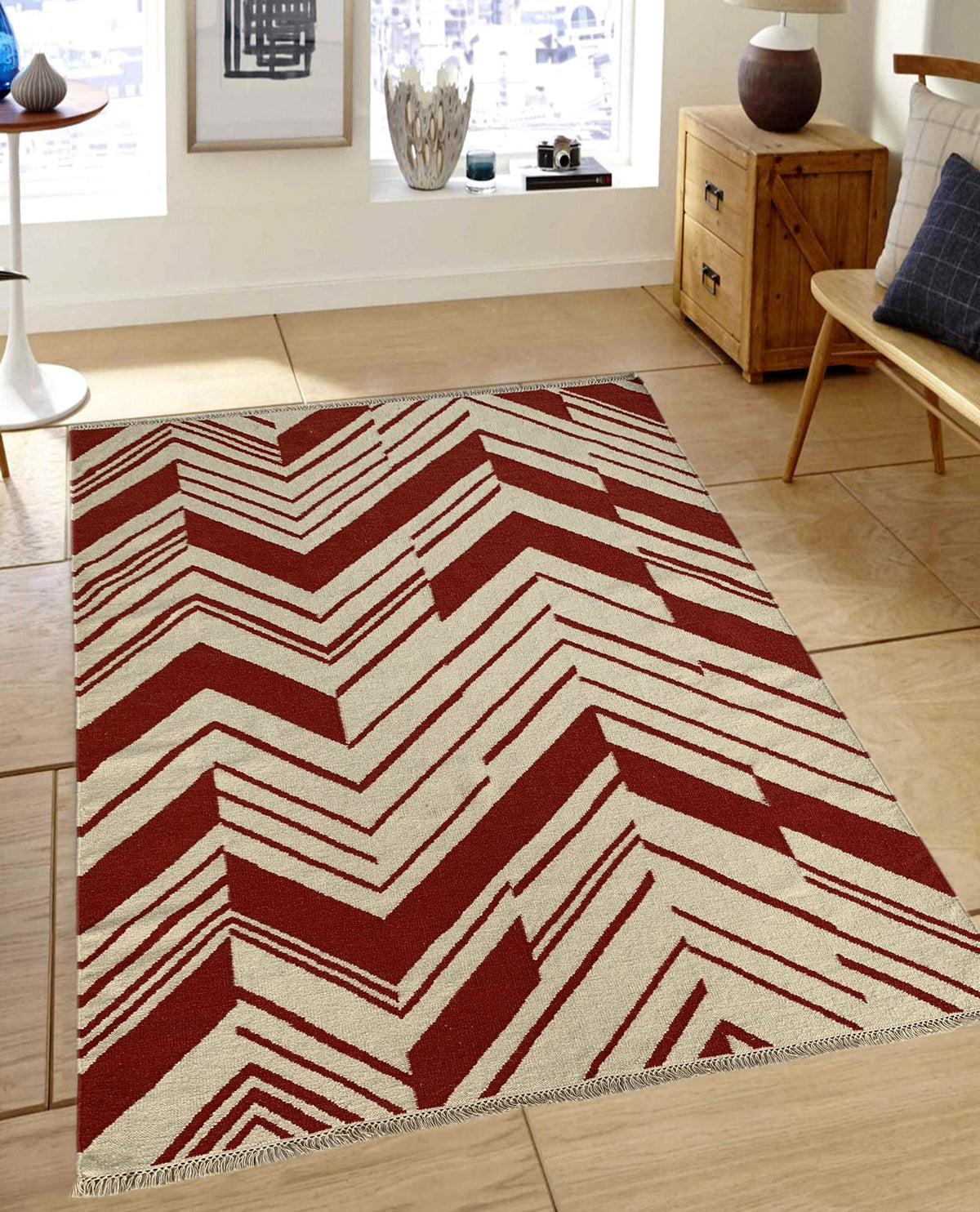 Rugslane Rust Kilim Durry Carpet 5.3ft x 7.7ft