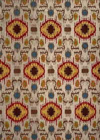 Rugslane Flatweave Kilim Durry  Beige Ground  Color Woolen Ikat Traditional Design 5.7ft x 7.6ft