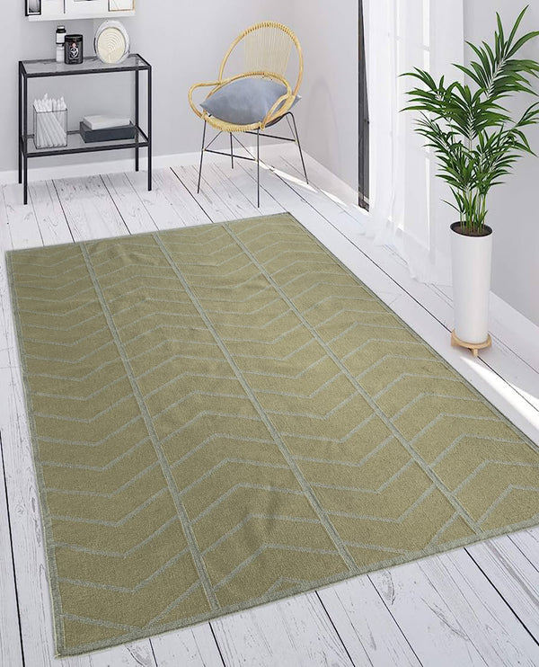 Rugslane Green Modern Durry Carpet 5.0ft x 8.0ft
