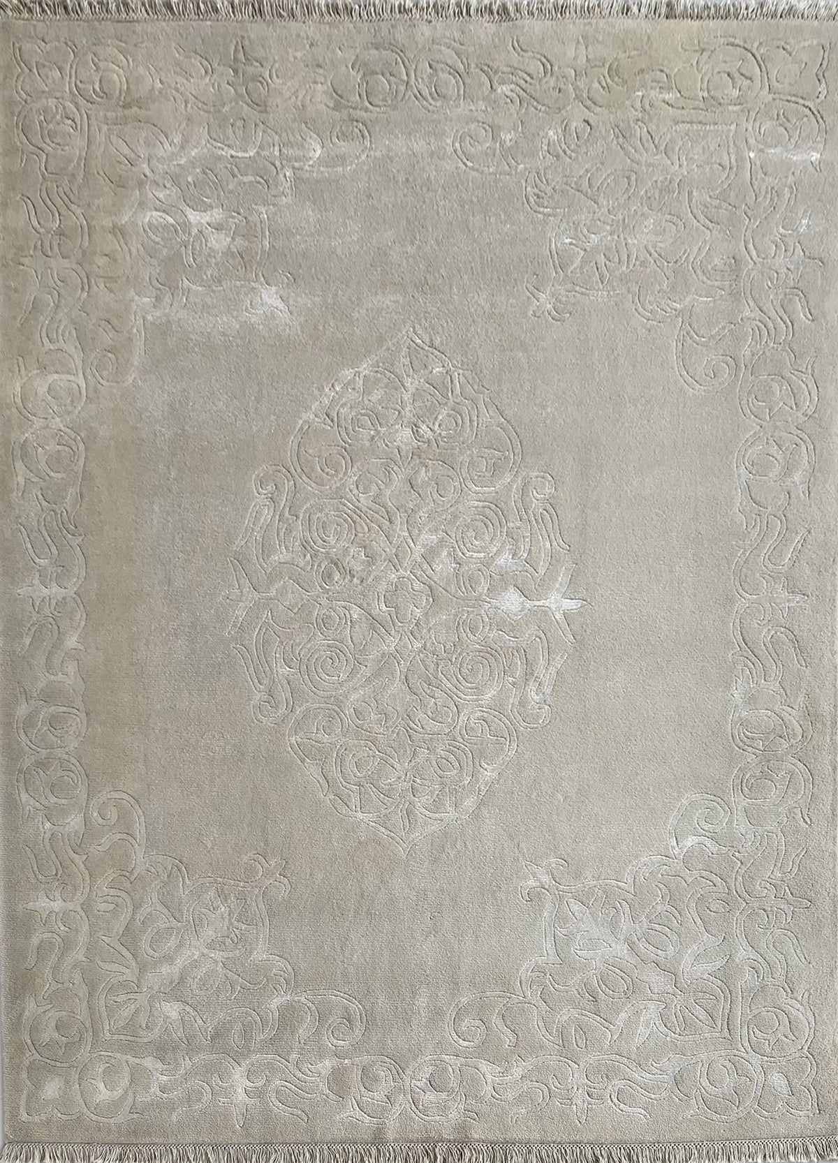 Rugslane Hand knotted White Modern Carpet 5.8ft X 7.11ft