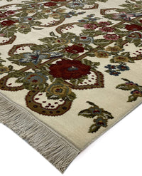 Rugslane Persian Hand knotted Classic White Floral Carpet 5.3ft X 7.7ft