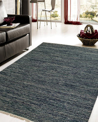 Rugslane Blue Color Modern Durry Carpet 5.8ft X 8.6ft