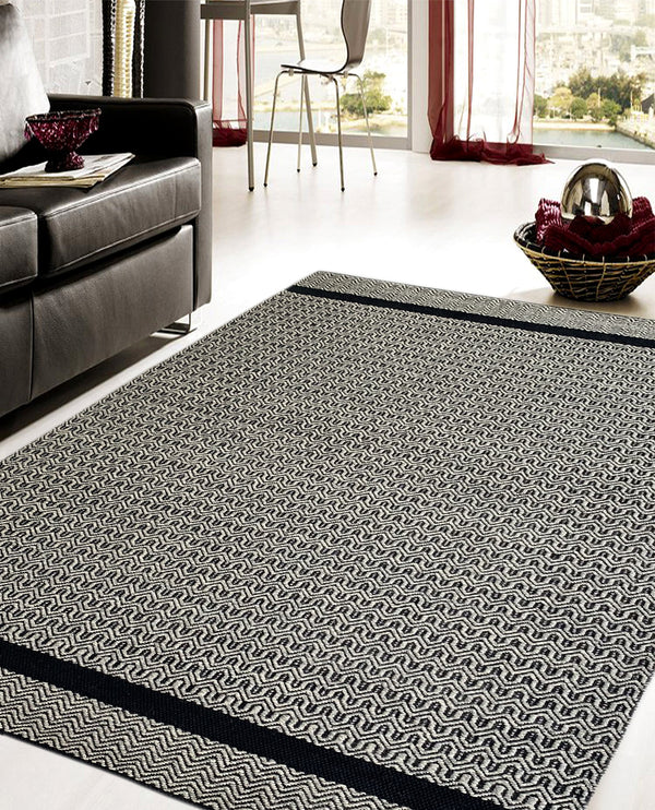 Rugslane Silver Modern Durry Carpet 5.5ft X 8.0ft