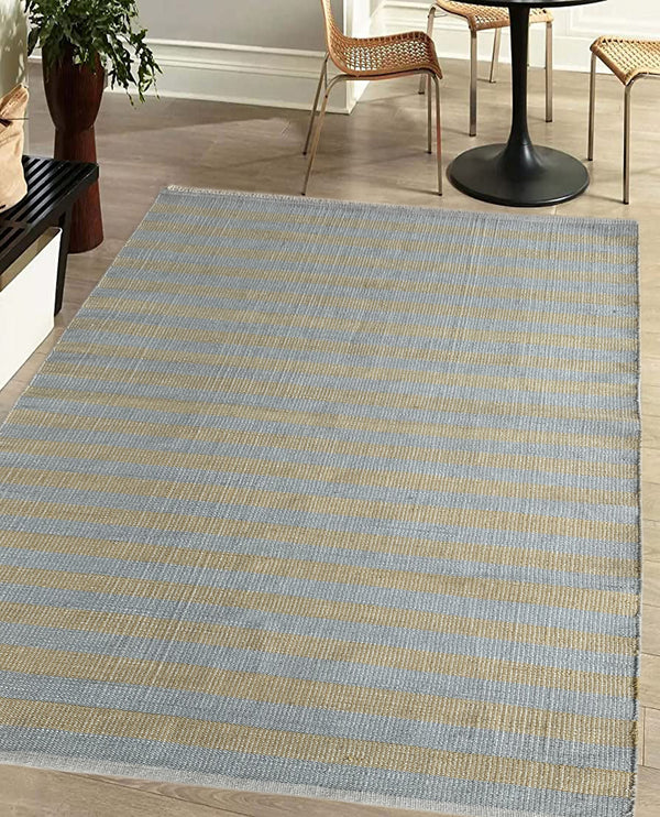 Rugslane Grey Gold Modern Kilim Durry Carpet 5ft X 7ft