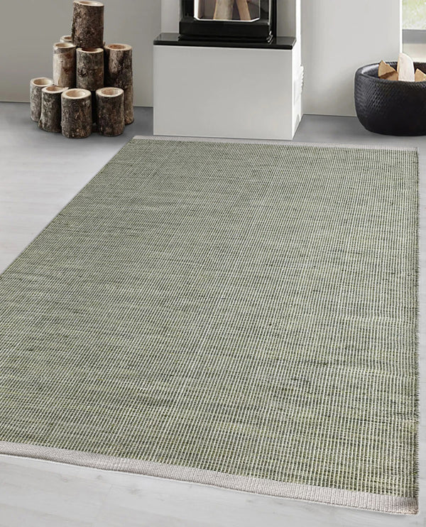 Rugslane Green Modern Kilim Durry Carpet 5.4ft X 8.0ft