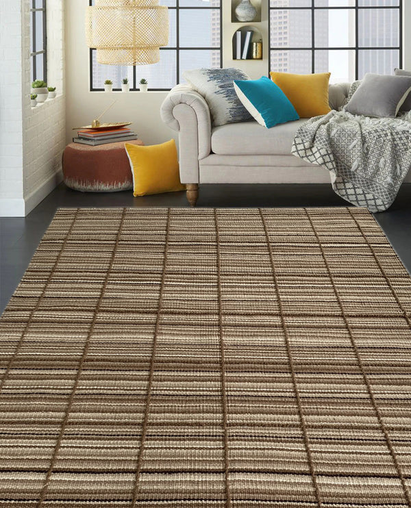 Rugslane Brown Modern Kilim Durry Carpet 5.7ft X 7.7ft