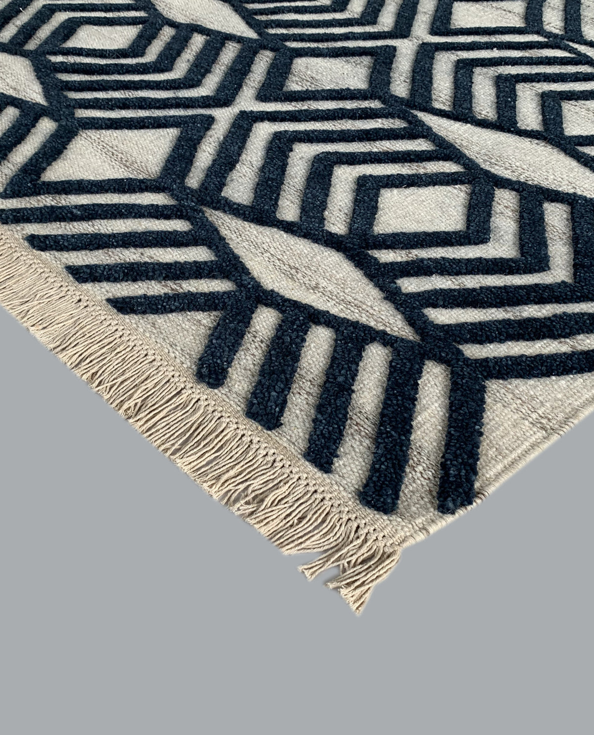 Rugslane Blue Modern Durrie Carpet 5.8ft X 7.10ft