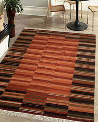 Rugslane Rust Modern Kilim Durry Carpet 4.6ft X 6.6ft