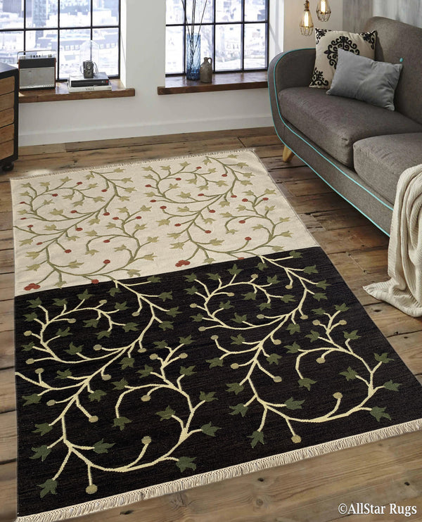 Rugslane Multi Floral Kilim Durry Carpet 5.0ft X 8.0ft