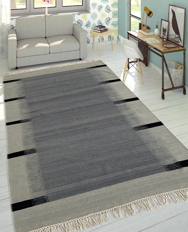 Rugslane Grey Modern Kilim Durry Carpet 5ft X 7ft