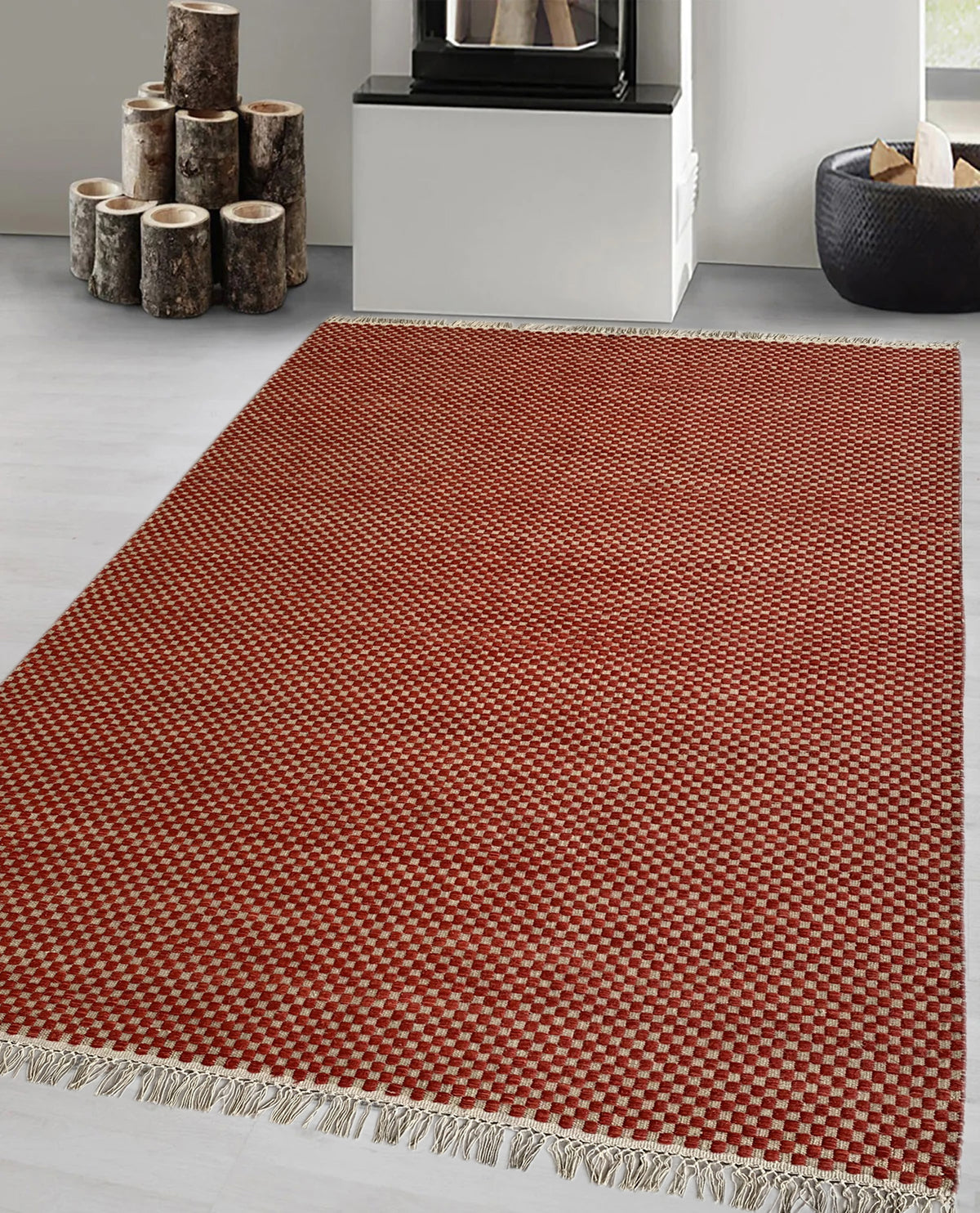 Rugslane Rust Plain Kilim Durry Carpet 5.7ft X 8.0ft