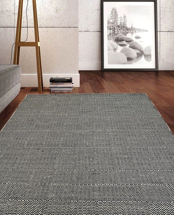 Rugslane Grey Modern Kilim Durry Carpet 5.5ft X 7.11ft