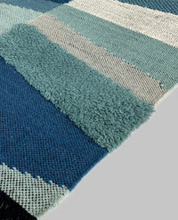 Rugslane Blue Turquoise Modern Kilim Durry Carpet 5.9ft X 7.9ft