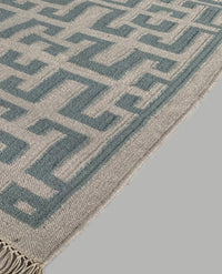 Rugslane Blue Modern Kilim Durry Carpet 5.4ft X 7.10ft