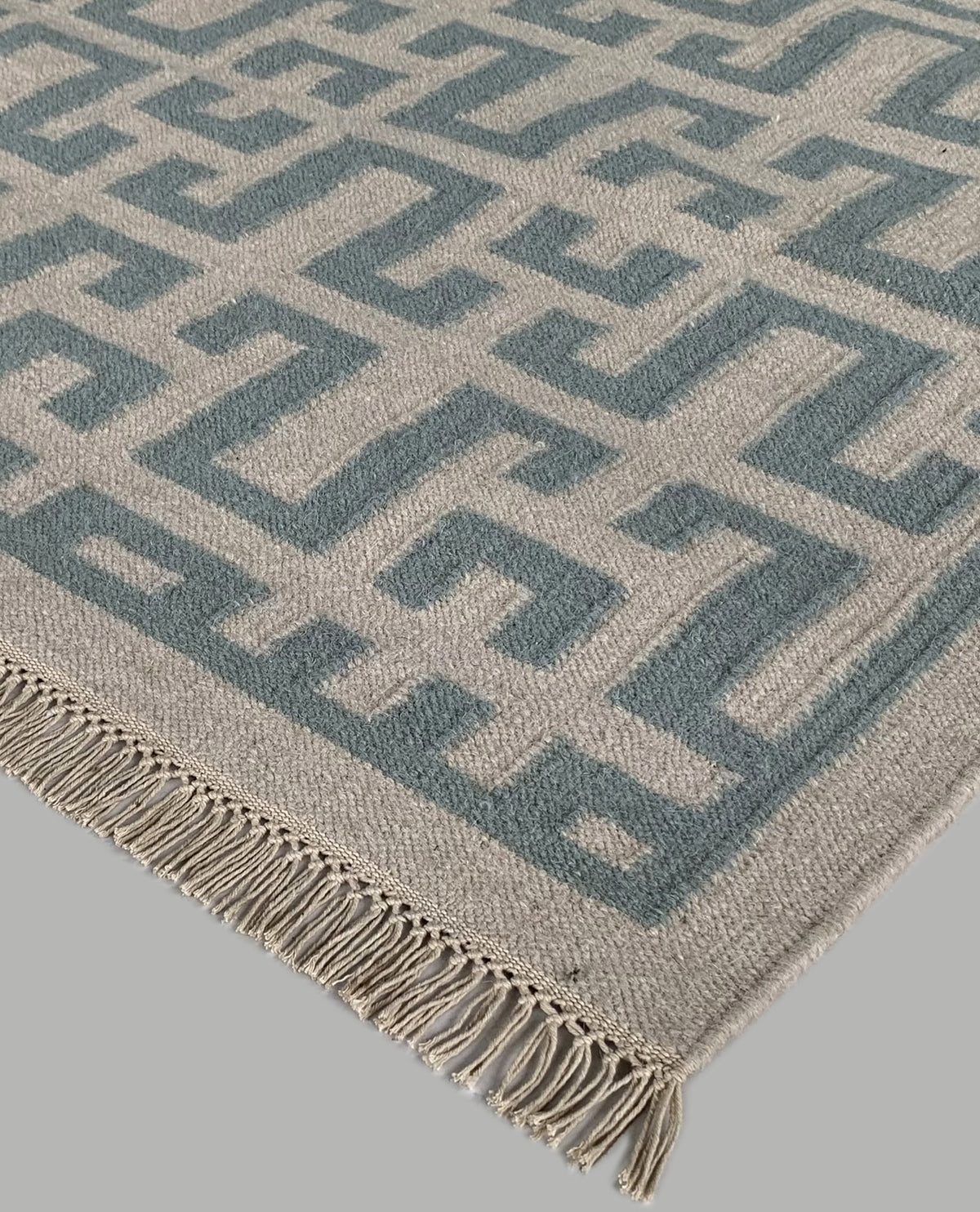 Rugslane Blue Modern Kilim Durry Carpet 5.4ft X 7.10ft
