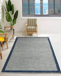 Rugslane Grey Plain Kilim Durry Carpet 5.3ft X 7.7ft