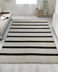 Rugslane White Modern Kilim Durry Carpet 4.4ft X 7.7ft