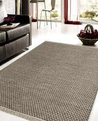 Rugslane Brown Modern Kilim Durry Carpet 5.0ft X 8.0ft