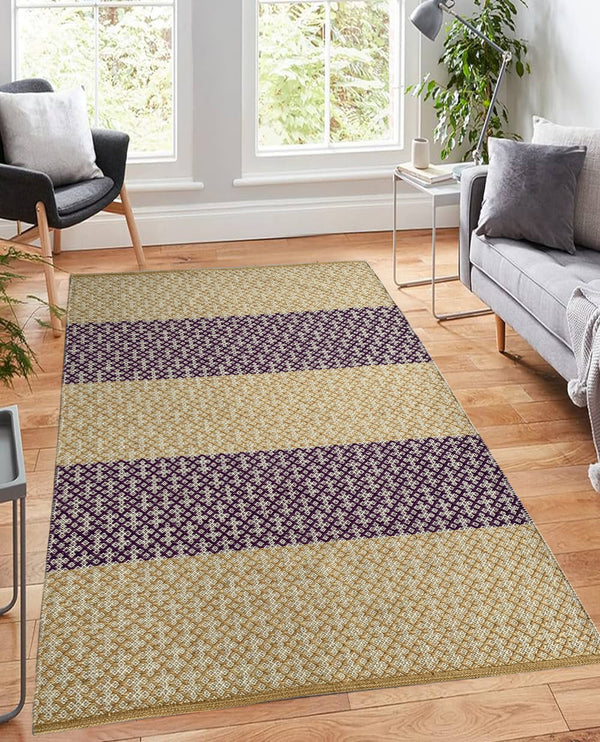 Rugslane Gold & Purple color Modern Kilim Durry Carpet 4.8ft X 6.8ft