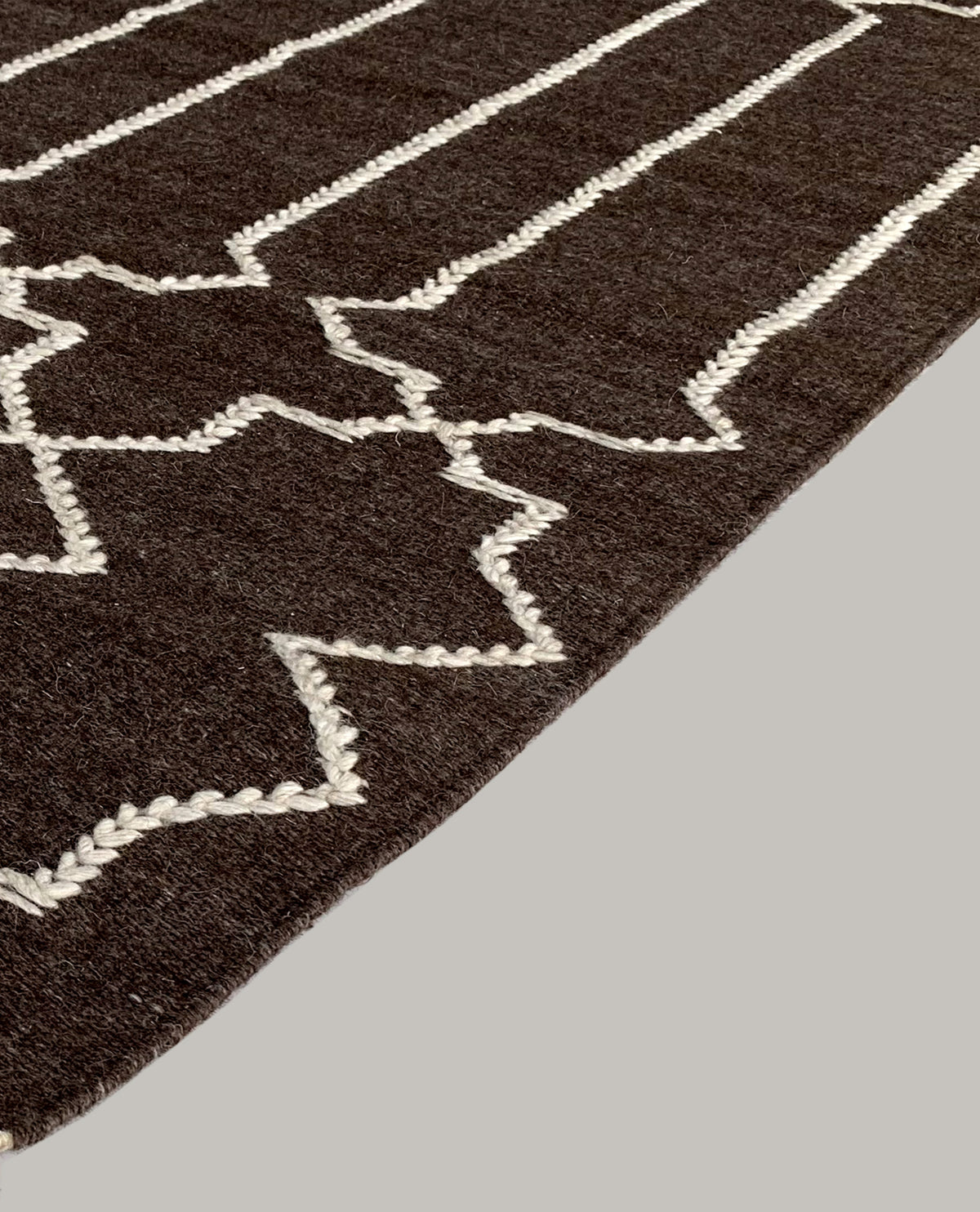 Rugslane Brown Modern Kilim Durry Carpet 4.8ft X 6.6ft