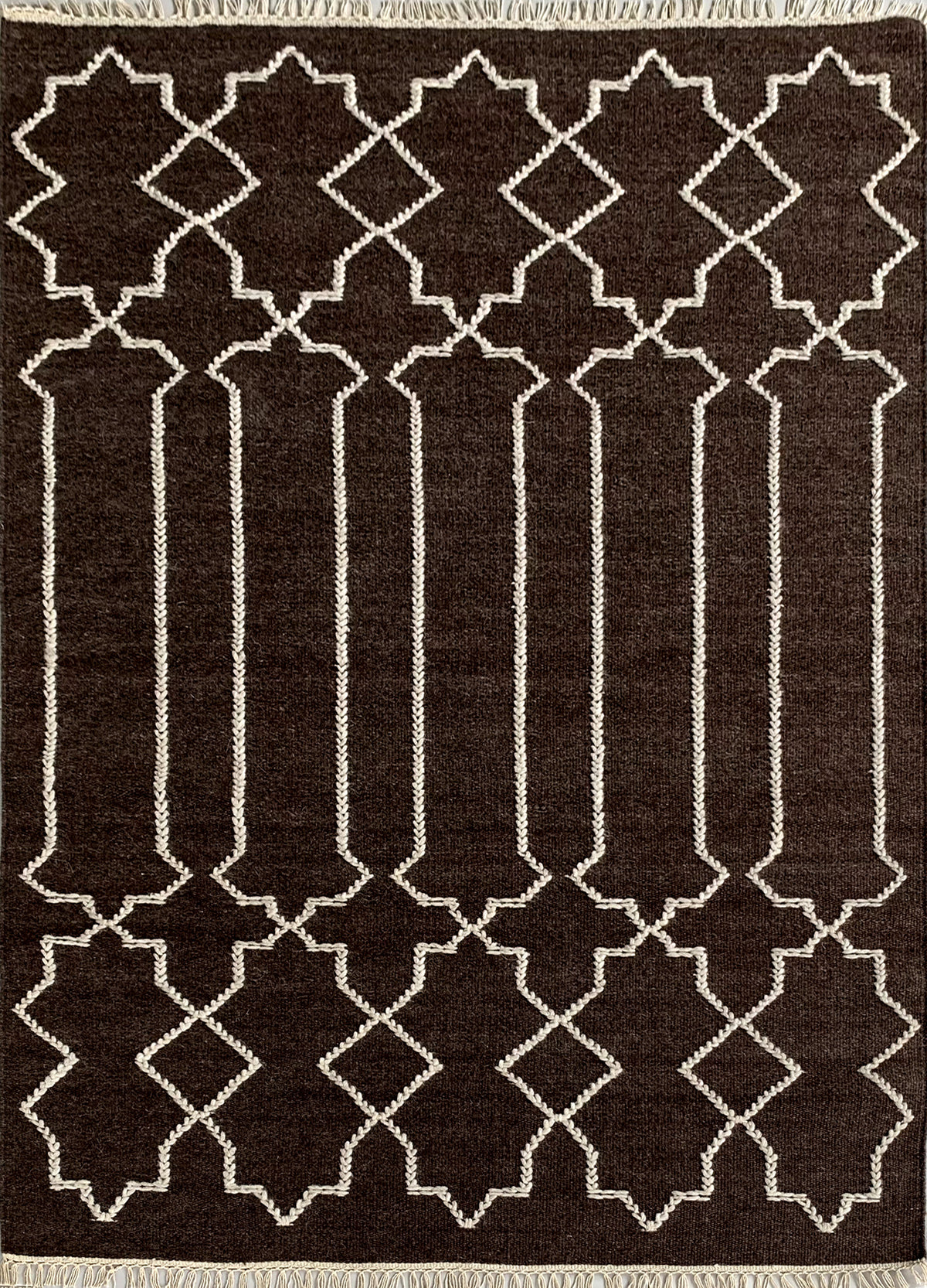 Rugslane Brown Modern Kilim Durry Carpet 4.8ft X 6.6ft