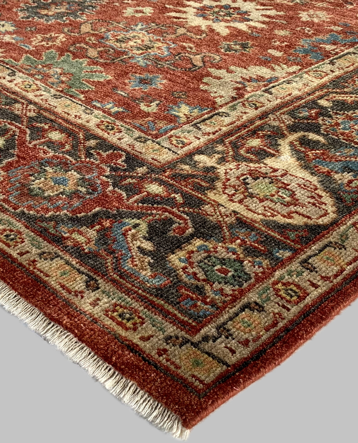 Rugslane Hand knotted Classic Mahal Persian Weave Red Modern Carpet 6.0ft X 9.0ft